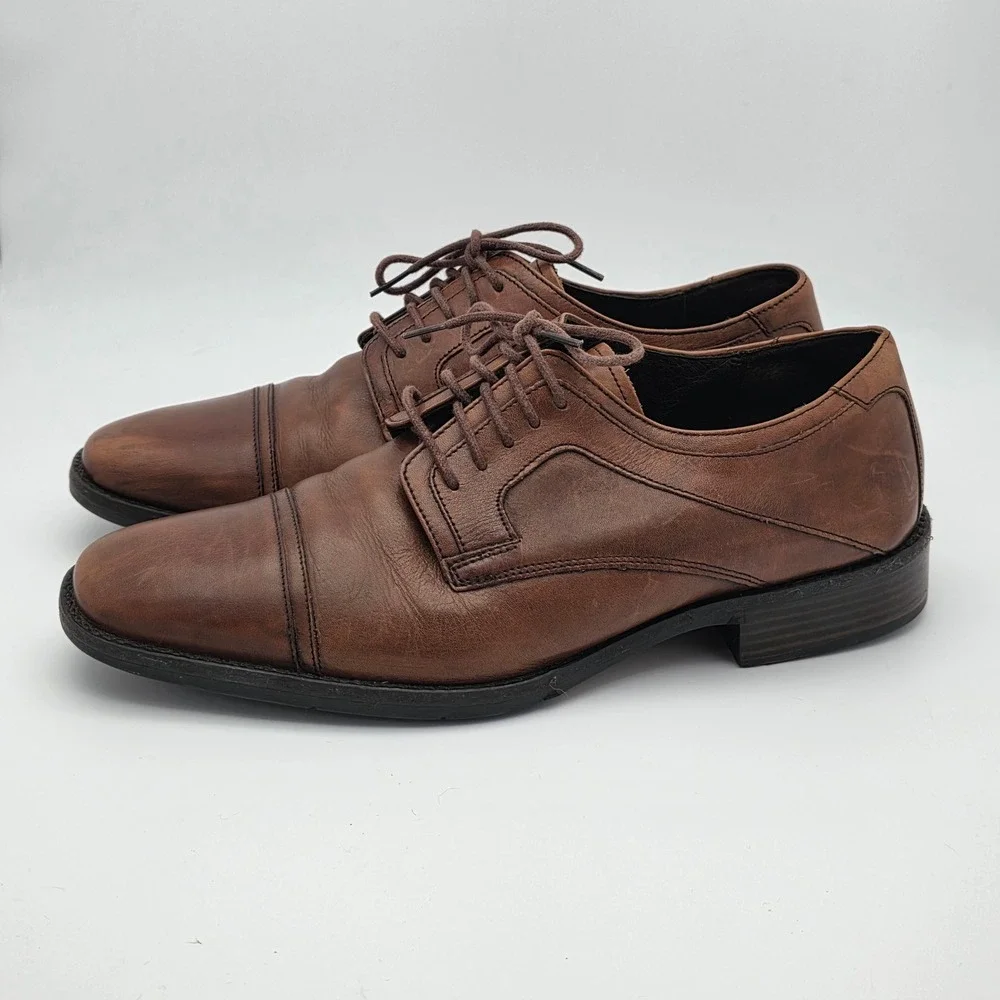 Johnston‎ & Murphy Derby Shoes Mens 8.5 Brown Leather Cap Toe Oxford Timeless